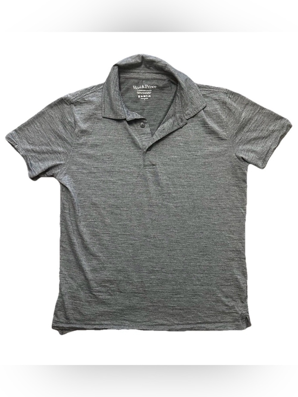 Wool & Prince Polo Shirt Gray Men's Medium Casual Solid Preppy Golf Merino Work